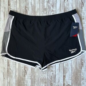 Reebok Women's Racer Heritage Shorts 2.5" Black Gray Sports sz XXL Lightweight